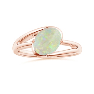 10.35x8.14x3.03mm AAAA GIA Certified Solitaire Tilted Oval Opal Split Bypass Shank Ring in 18K Rose Gold