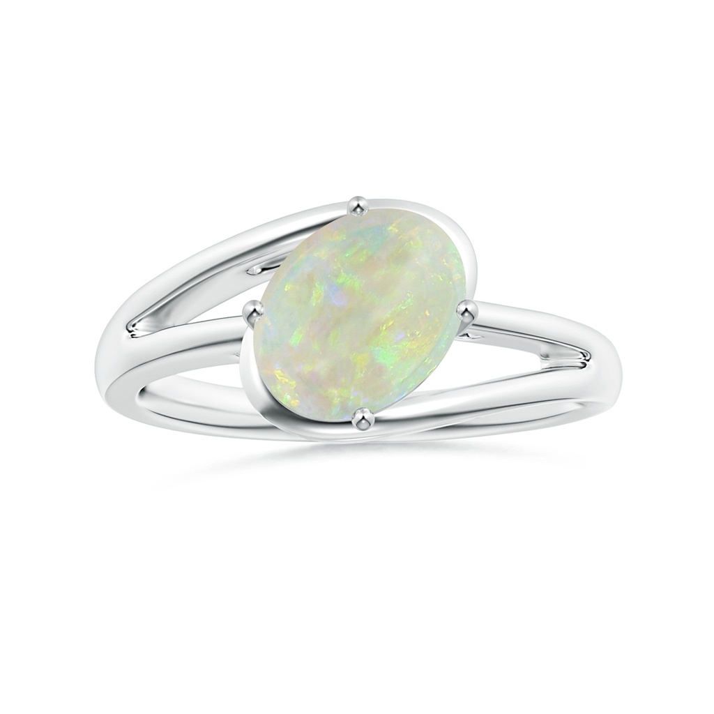 10.35x8.14x3.03mm AAAA GIA Certified Solitaire Tilted Oval Opal Split Bypass Shank Ring in White Gold 