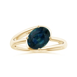 Solitaire Yellow Gold Teal Montana Sapphire Rings