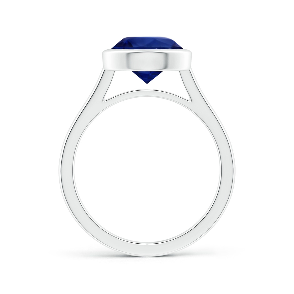 8.74x8.67x6.60mm AAA Bezel-Set GIA Certified Round Blue Sapphire Solitaire Ring  in 18K White Gold side-1