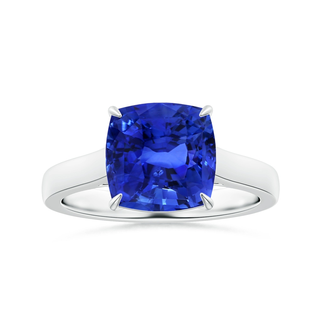 9.85x9.76x7.86mm AAA Claw-Set GIA Certified Cushion Blue Sapphire Solitaire Ring in 18K White Gold