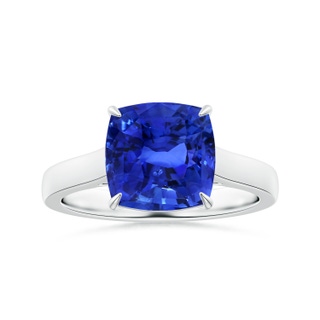 9.85x9.76x7.86mm AAA Claw-Set GIA Certified Cushion Blue Sapphire Solitaire Ring in P950 Platinum