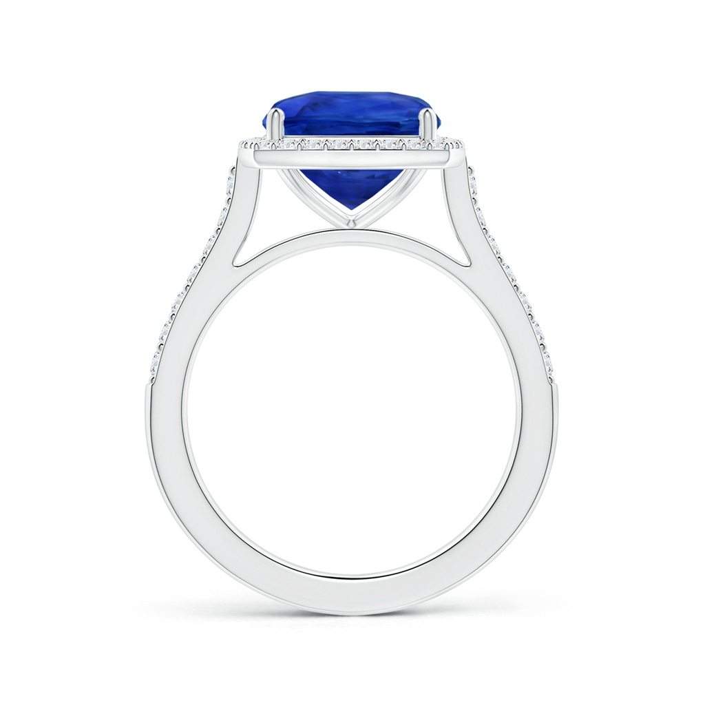 9.85x9.76x7.86mm AAA GIA Certified Cushion Blue Sapphire Halo Ring with Diamonds in 18K White Gold Side-1