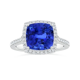 Cushion Blue Sapphire Halo Rings