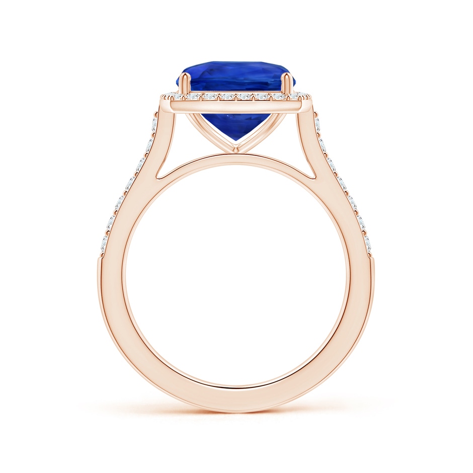 9.85x9.76x7.86mm AAA GIA Certified Cushion Blue Sapphire Halo Ring with Diamonds in Rose Gold side-1