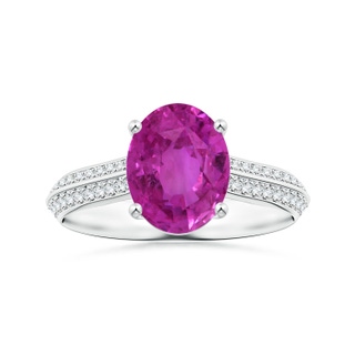 10.30x8.52x6.53mm AAA Prong-Set GIA Certified Oval Pink Sapphire Knife Edge Ring with Diamonds in P950 Platinum