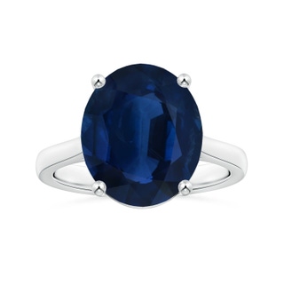 14.43x11.51x5.78mm AA Prong-Set GIA Certified Oval Sapphire Solitaire Reverse Tapered Shank Ring in 18K White Gold