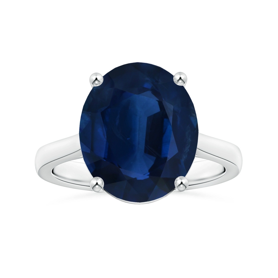 14.43x11.51x5.78mm AA Prong-Set GIA Certified Oval Sapphire Solitaire Reverse Tapered Shank Ring in 18K White Gold 