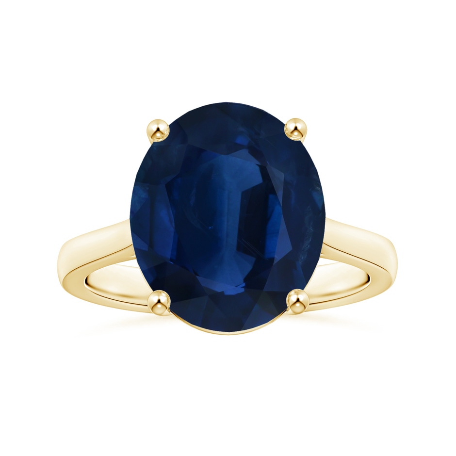 14.43x11.51x5.78mm AA Prong-Set GIA Certified Oval Sapphire Solitaire Reverse Tapered Shank Ring in 18K Yellow Gold 