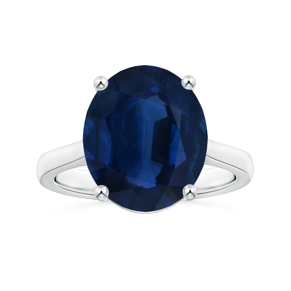 14.43x11.51x5.78mm AA Prong-Set GIA Certified Oval Sapphire Solitaire Reverse Tapered Shank Ring in P950 Platinum