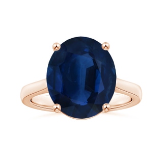 14.43x11.51x5.78mm AA Prong-Set GIA Certified Oval Sapphire Solitaire Reverse Tapered Shank Ring in Rose Gold