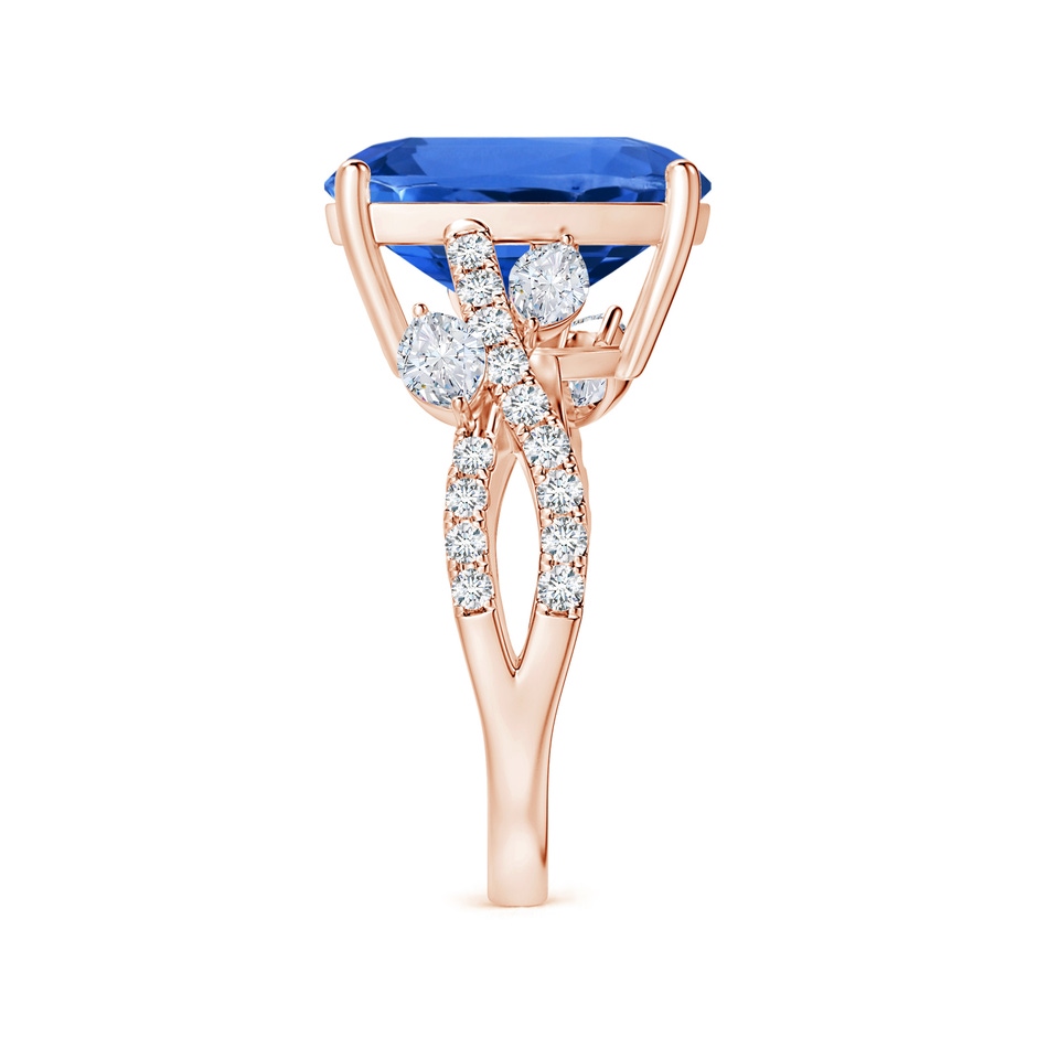 11.83x8.83x7.33mm AAAA Nature-inspired Gia Certified Cushion Blue Sapphire Ring with Diamonds in 18K Rose Gold side 399