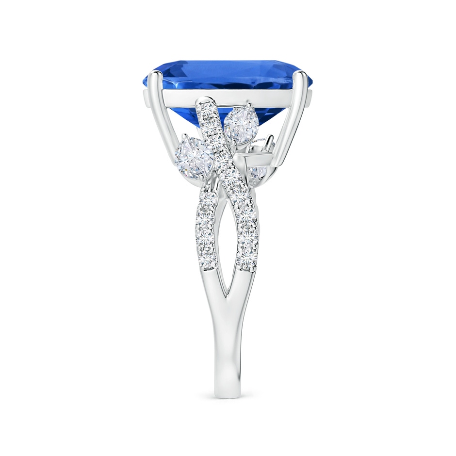 11.83x8.83x7.33mm AAAA Nature-inspired Gia Certified Cushion Blue Sapphire Ring with Diamonds in P950 Platinum side 399