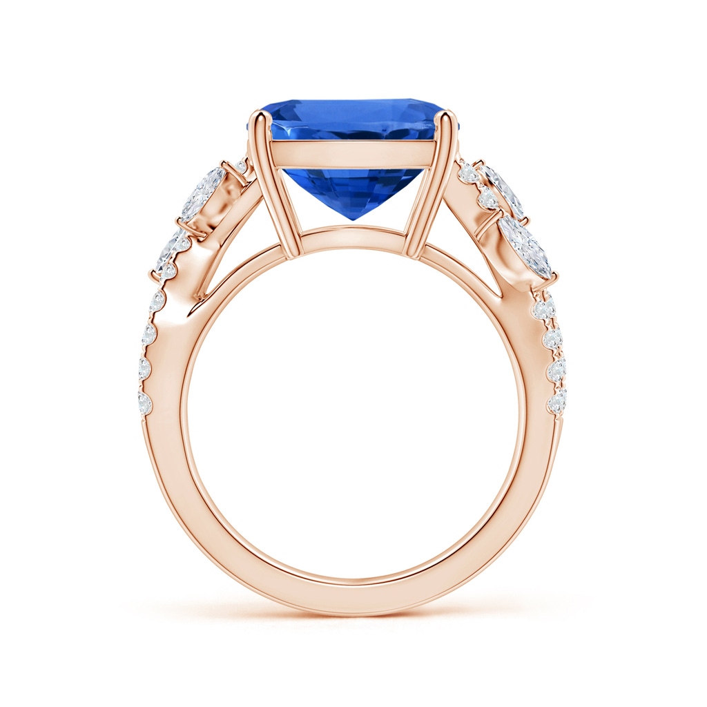 11.83x8.83x7.33mm AAAA Nature-inspired Gia Certified Cushion Blue Sapphire Ring with Diamonds in Rose Gold - side 199