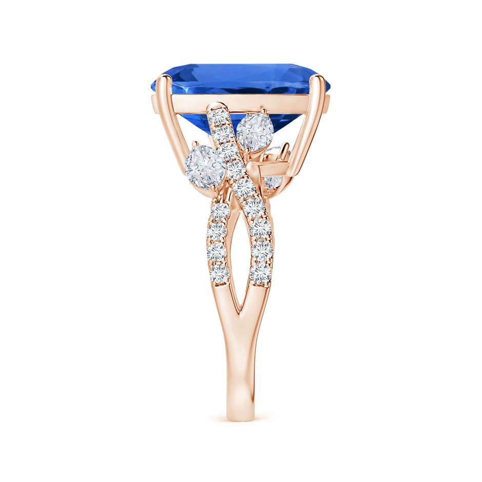 11.83x8.83x7.33mm AAAA Nature-inspired Gia Certified Cushion Blue Sapphire Ring with Diamonds in Rose Gold side 399