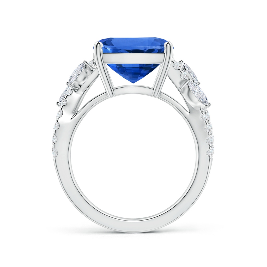 11.83x8.83x7.33mm AAAA Nature-inspired Gia Certified Cushion Blue Sapphire Ring with Diamonds in White Gold - side 199