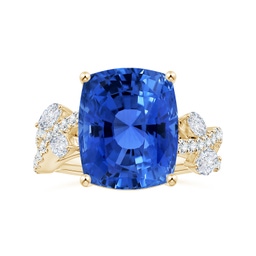 Side Stones Yellow Gold Blue Sapphire Rings