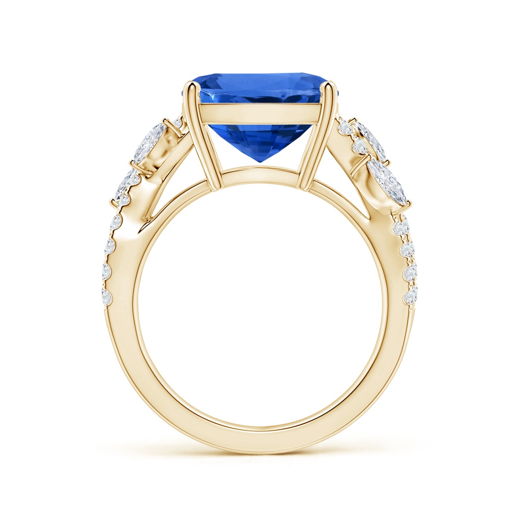 11.83x8.83x7.33mm AAAA Nature-inspired Gia Certified Cushion Blue Sapphire Ring with Diamonds in Yellow Gold - side 199