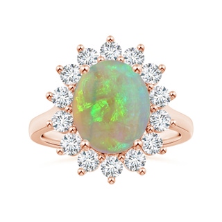 11.32x9.11x3.05mm AAAA GIA Certified Princess Diana Inspired Oval Opal Halo Ring in 18K Rose Gold