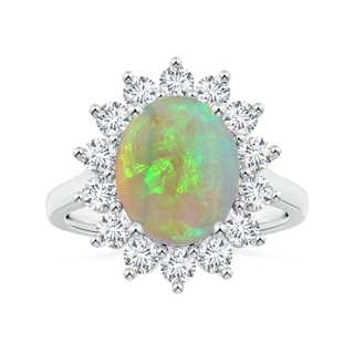 11.32x9.11x3.05mm AAAA GIA Certified Princess Diana Inspired Oval Opal Halo Ring in P950 Platinum