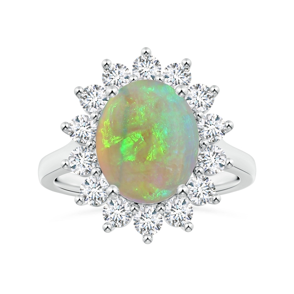 11.32x9.11x3.05mm AAAA GIA Certified Princess Diana Inspired Oval Opal Halo Ring in White Gold 