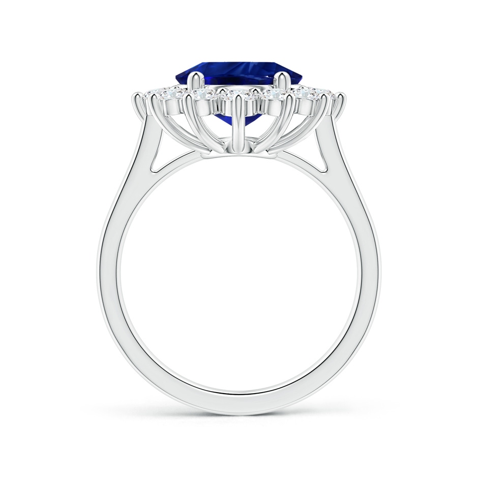 10.97x8.10x6.62mm AAA Princess Diana Inspired GIA Certified Oval Blue Sapphire Halo Ring in 18K White Gold side-1