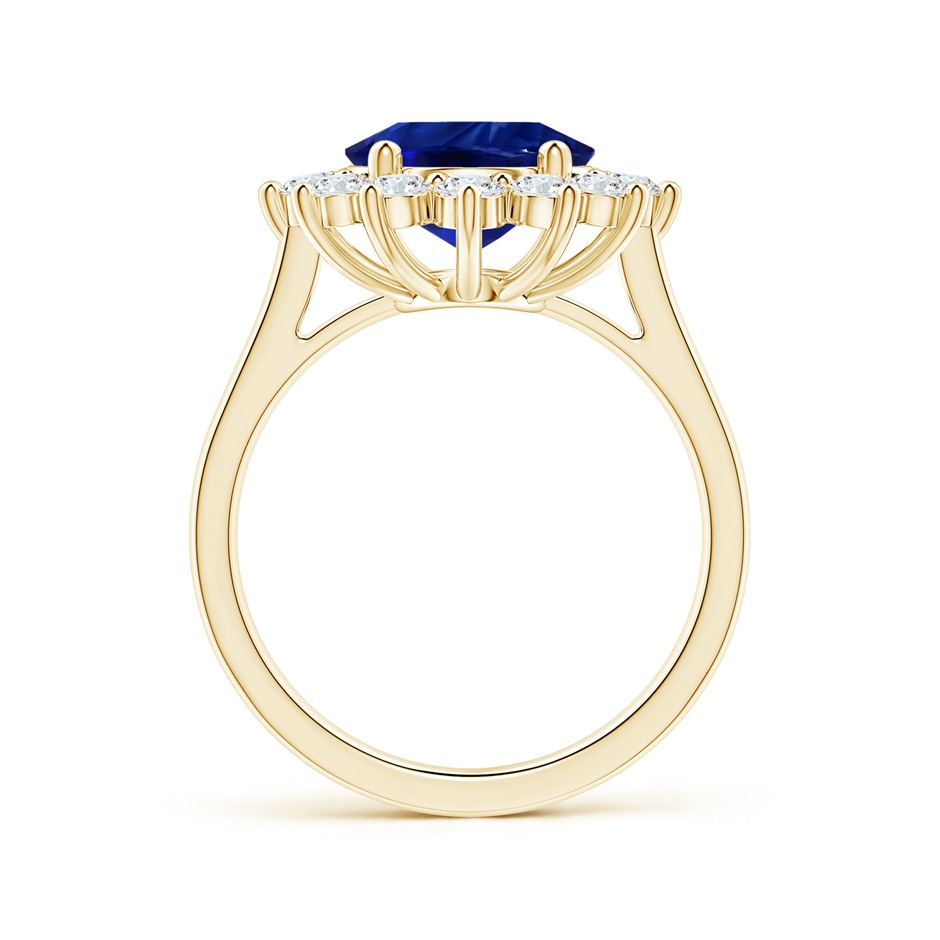 10.97x8.10x6.62mm AAA Princess Diana Inspired GIA Certified Oval Blue Sapphire Halo Ring in 18K Yellow Gold side-1