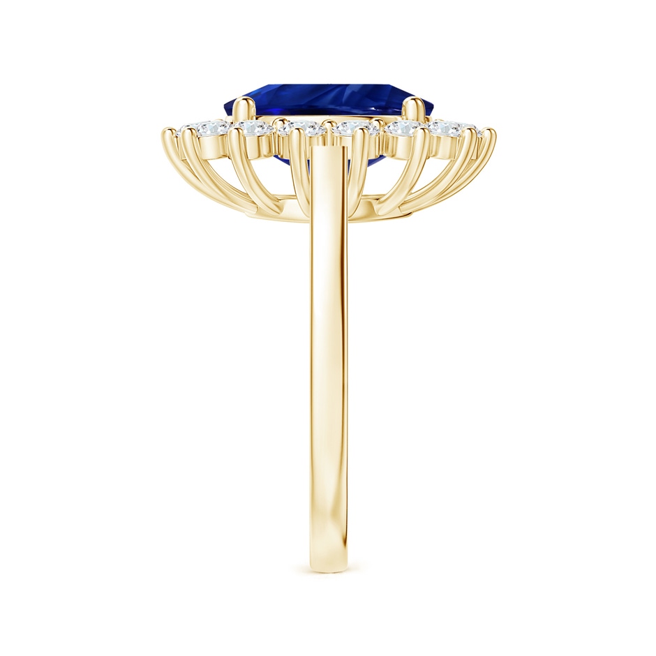 10.97x8.10x6.62mm AAA Princess Diana Inspired GIA Certified Oval Blue Sapphire Halo Ring in 18K Yellow Gold side-2