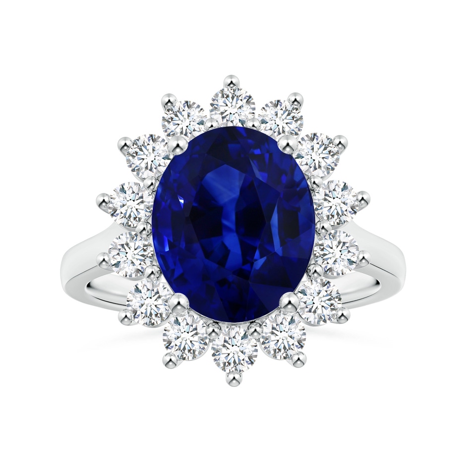 10.97x8.10x6.62mm AAA Princess Diana Inspired GIA Certified Oval Blue Sapphire Halo Ring in P950 Platinum 