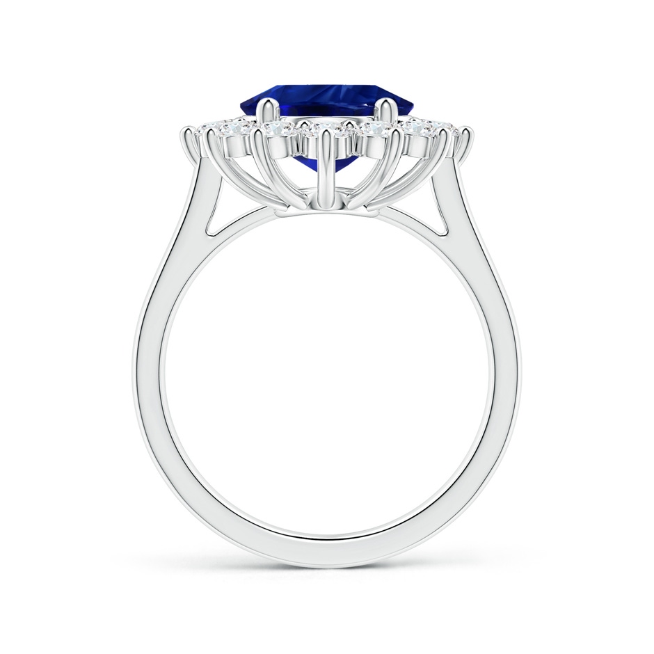 10.97x8.10x6.62mm AAA Princess Diana Inspired GIA Certified Oval Blue Sapphire Halo Ring in P950 Platinum side-1
