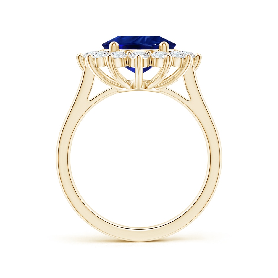 10.97x8.10x6.62mm AAA Princess Diana Inspired GIA Certified Oval Blue Sapphire Halo Ring in Yellow Gold side-1
