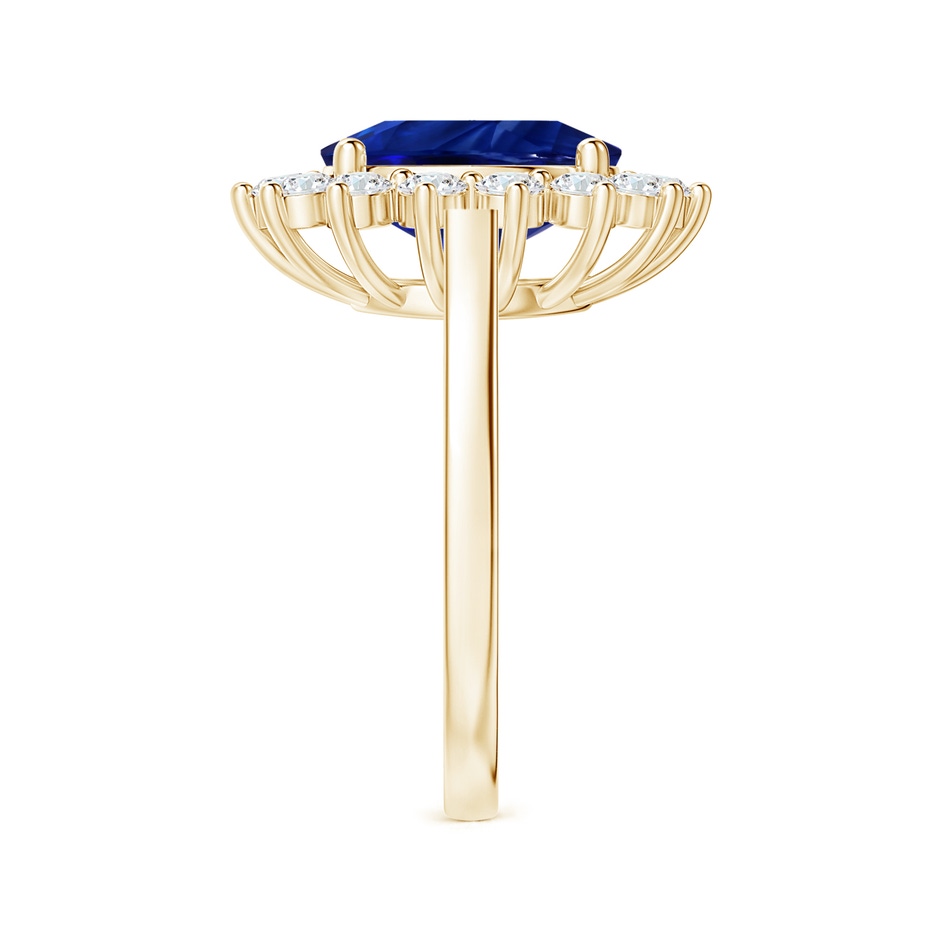 10.97x8.10x6.62mm AAA Princess Diana Inspired GIA Certified Oval Blue Sapphire Halo Ring in Yellow Gold side-2