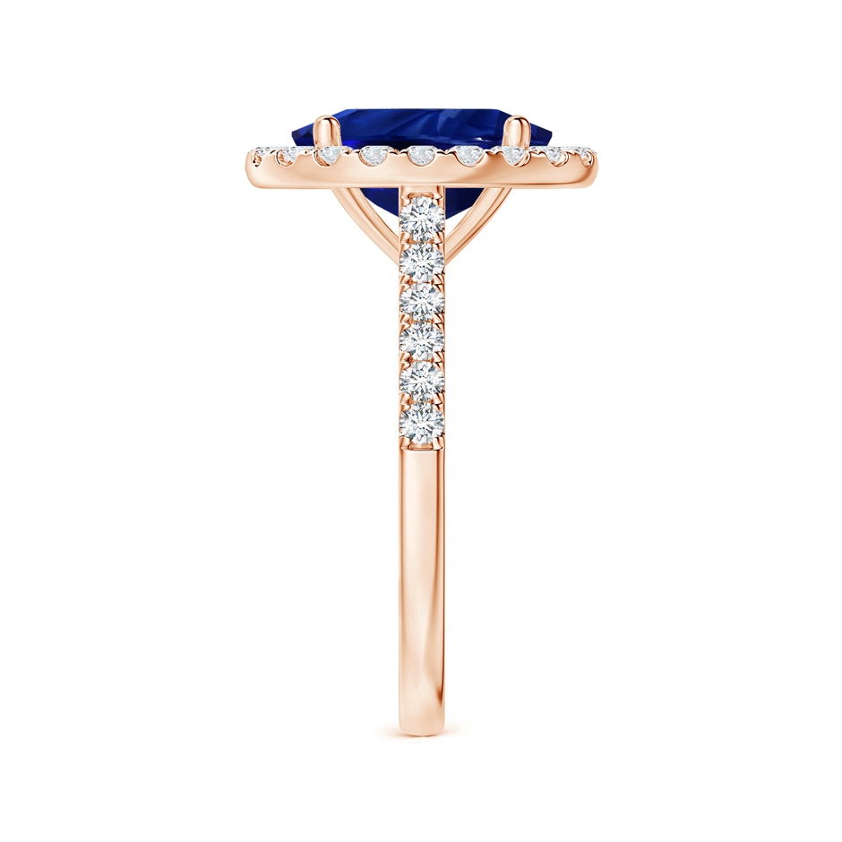10.97x8.10x6.62mm AAA GIA Certified Oval Blue Sapphire Halo Ring with Diamonds in Rose Gold side-2