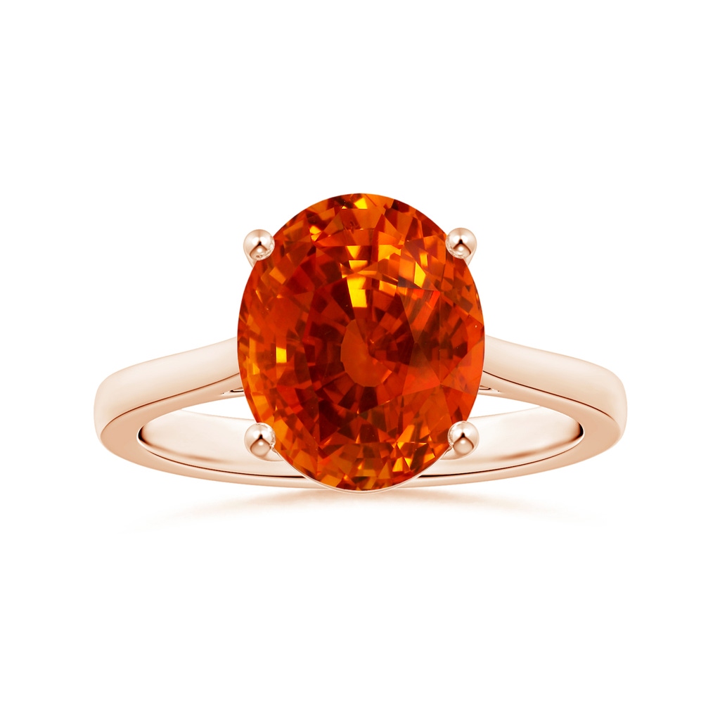 12.12x10.14x8.64mm AAAA GIA Certified Oval Orange Sapphire Solitaire Ring with Reverse Tapered Shank in Rose Gold