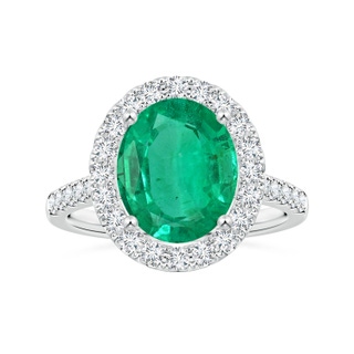 12.26x8.86x5.36mm AA GIA Certified Oval Emerald Halo Ring with Diamonds in White Gold