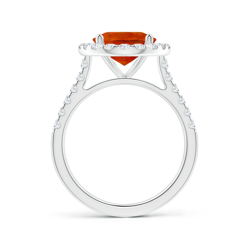 12.12x10.14x8.64mm AAAA GIA Certified Oval Orange Sapphire Halo Ring with Diamonds in 18K White Gold Side-1