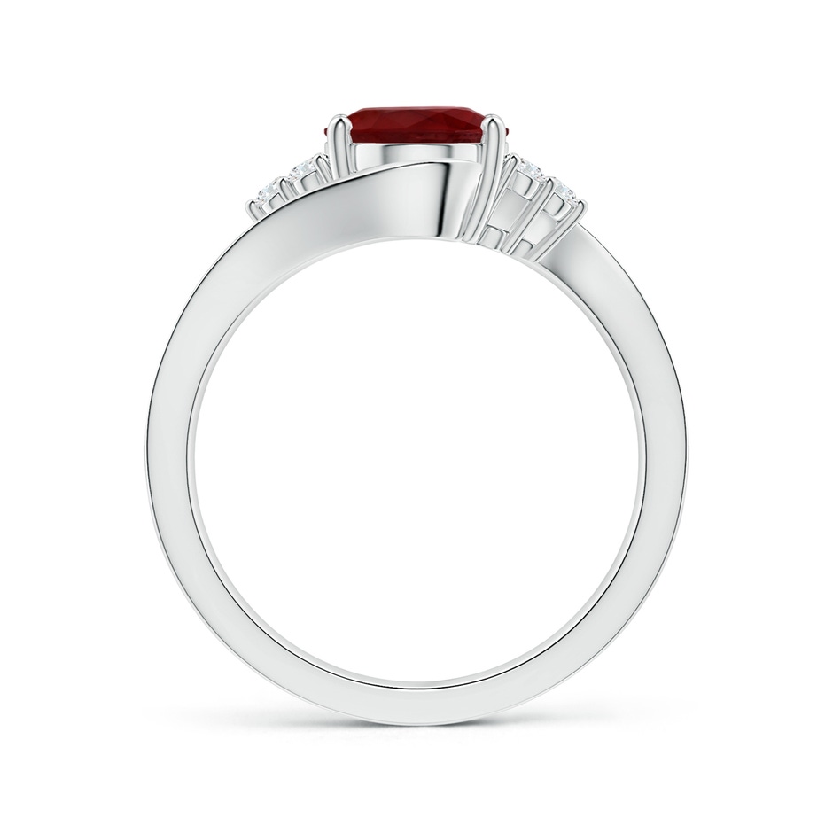 9.55x6.77x4.98mm AAA GIA Certified Oval Ruby Bypass Ring with Side Diamonds in 18K White Gold Side-1