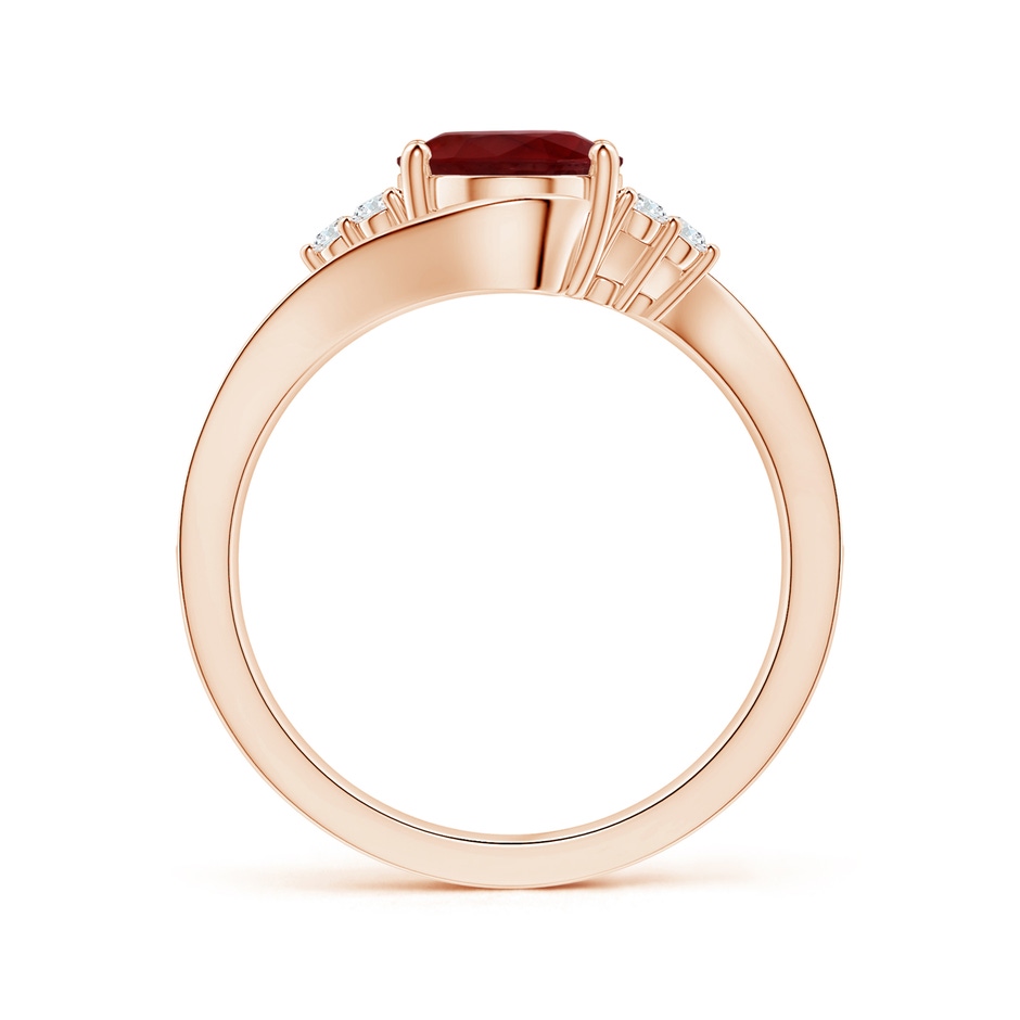 9.55x6.77x4.98mm AAA GIA Certified Oval Ruby Bypass Ring with Side Diamonds in Rose Gold side-1