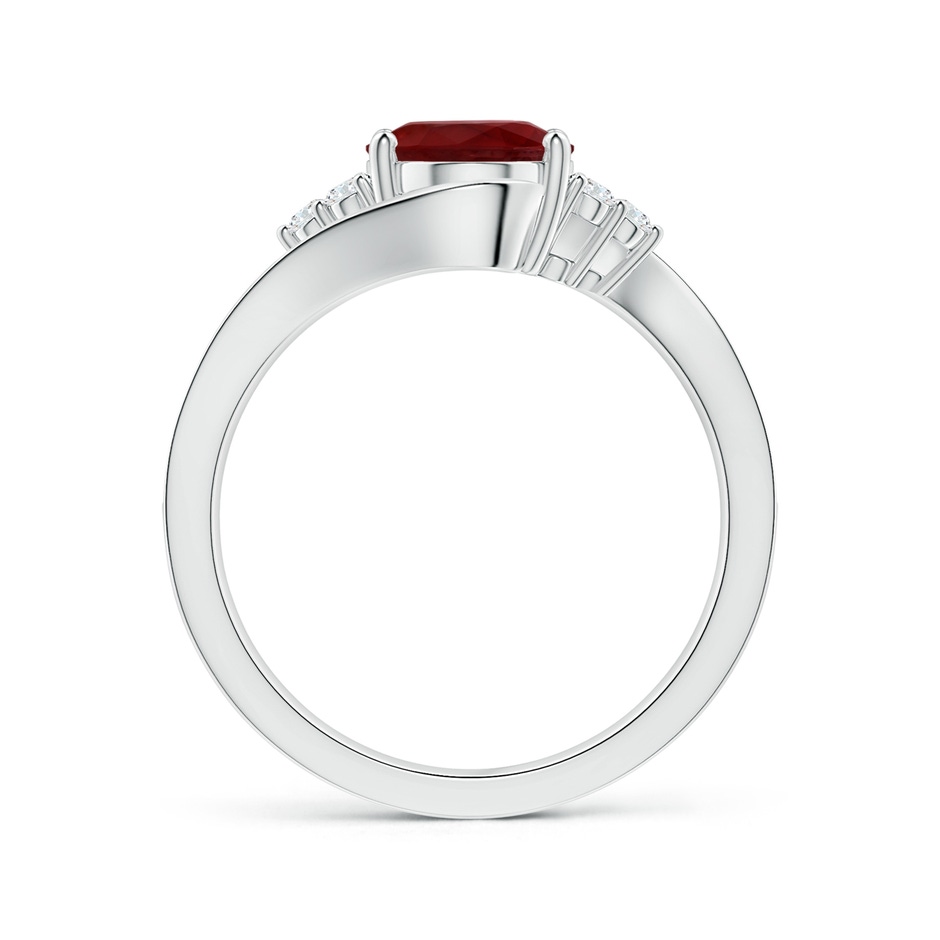 9.55x6.77x4.98mm AAA GIA Certified Oval Ruby Bypass Ring with Side Diamonds in White Gold side-1