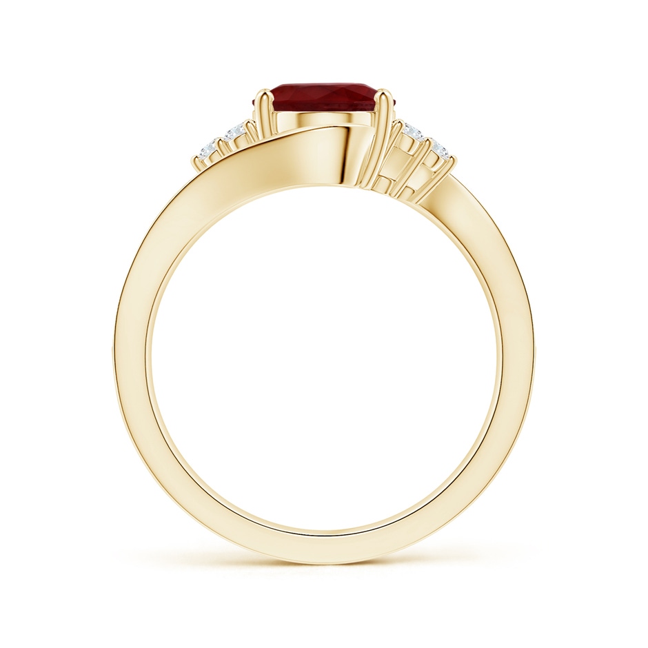 9.55x6.77x4.98mm AAA GIA Certified Oval Ruby Bypass Ring with Side Diamonds in Yellow Gold side-1