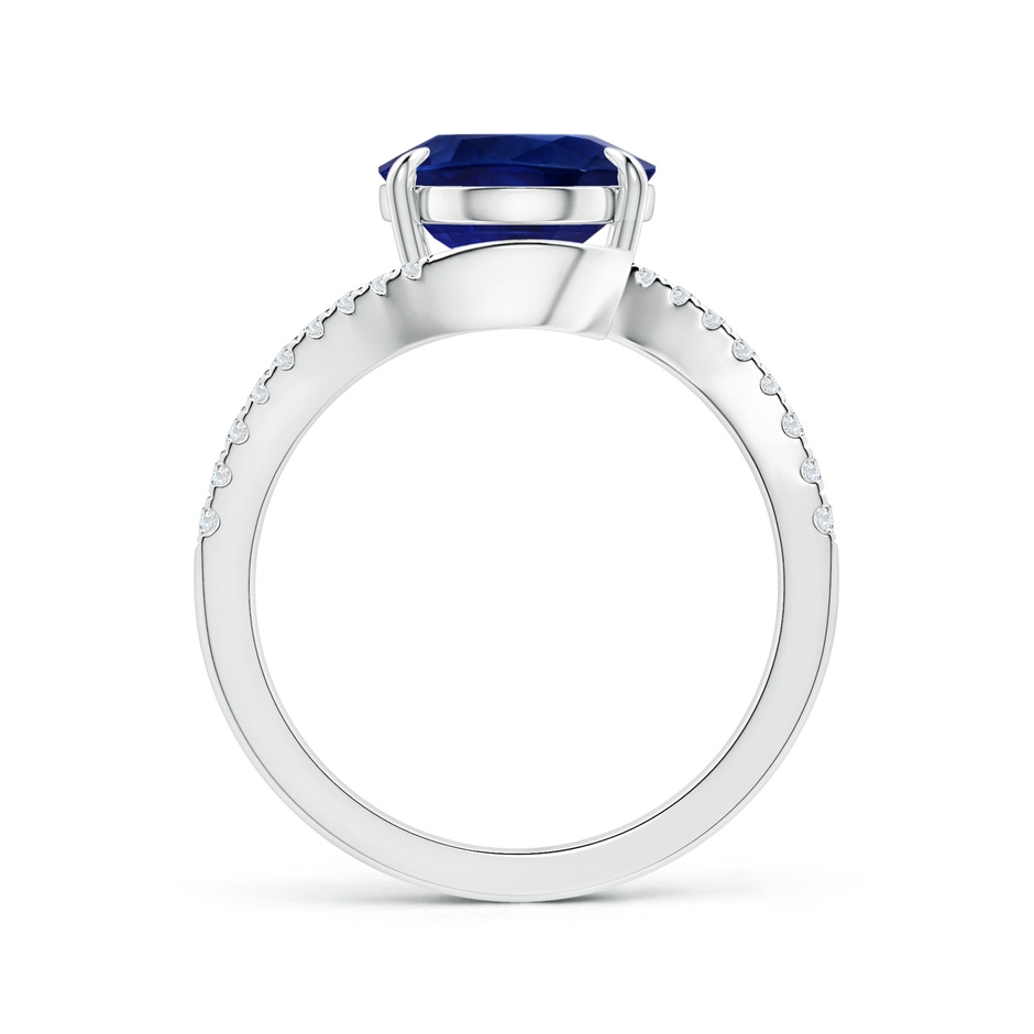 10.67x7.87x5.16mm AAA GIA Certified Oval Blue Sapphire Claw-Set Bypass Ring with Diamonds in 18K White Gold side-1