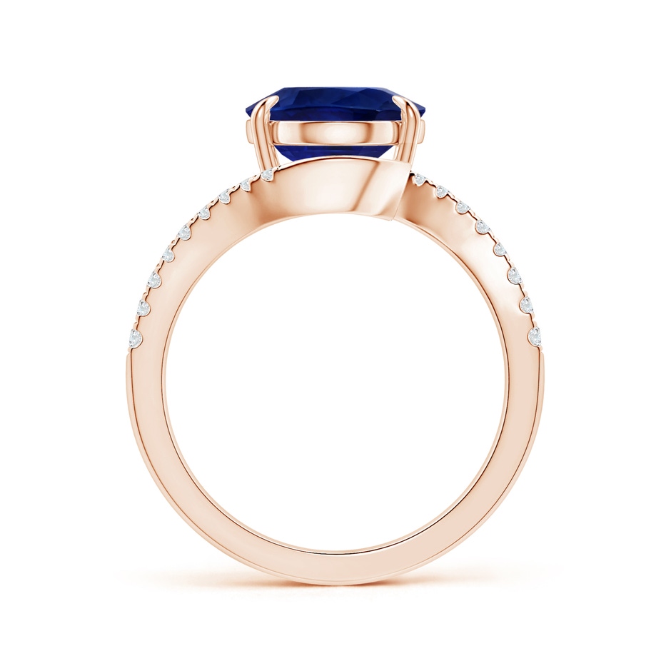 10.67x7.87x5.16mm AAA GIA Certified Oval Blue Sapphire Claw-Set Bypass Ring with Diamonds in Rose Gold side-1