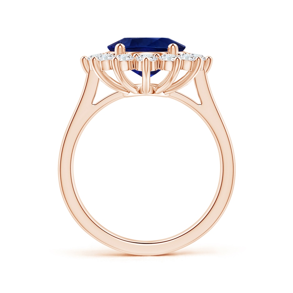 10.67x7.87x5.16mm AAA Princess Diana Inspired GIA Certified Oval Sapphire Halo Reverse Tapered Shank Ring in Rose Gold side-1