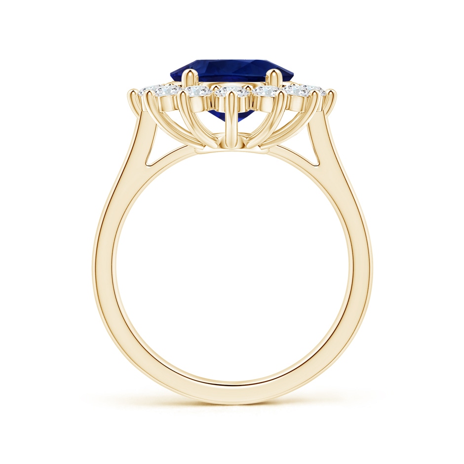 10.67x7.87x5.16mm AAA Princess Diana Inspired GIA Certified Oval Sapphire Halo Reverse Tapered Shank Ring in Yellow Gold side-1