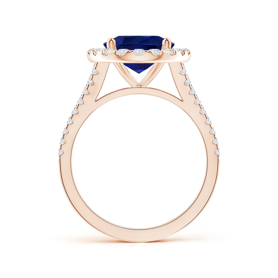 10.67x7.87x5.16mm AAA GIA Certified Oval Blue Sapphire Halo Split Shank Ring in Rose Gold side-1