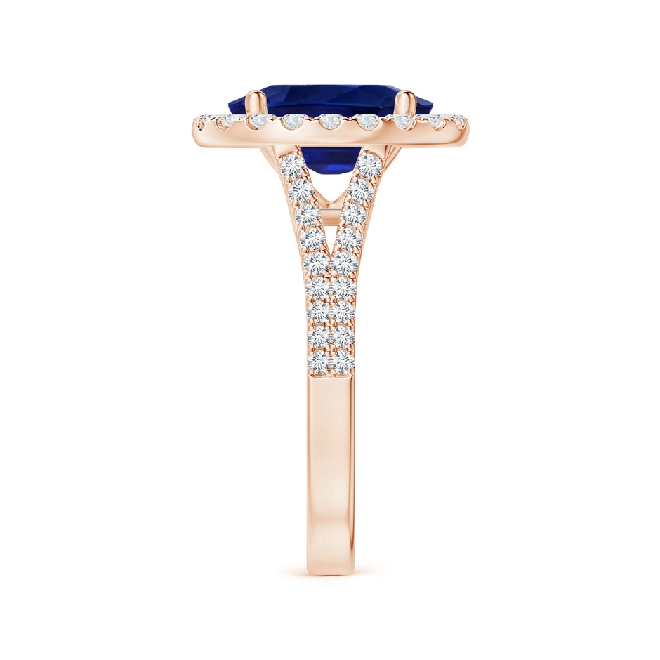 10.67x7.87x5.16mm AAA GIA Certified Oval Blue Sapphire Halo Split Shank Ring in Rose Gold side-2