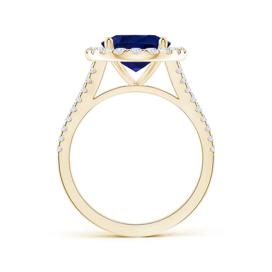 10.67x7.87x5.16mm AAA GIA Certified Oval Blue Sapphire Halo Split Shank Ring in Yellow Gold side-1
