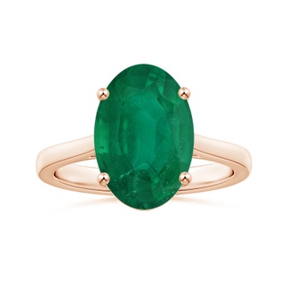 13.24x10.01x6.86mm AA Prong-Set GIA Certified Oval Emerald Solitaire Ring with Reverse Tapered Shank in 10K Rose Gold