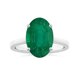 13.24x10.01x6.86mm AA Prong-Set GIA Certified Oval Emerald Solitaire Ring with Reverse Tapered Shank in 18K White Gold