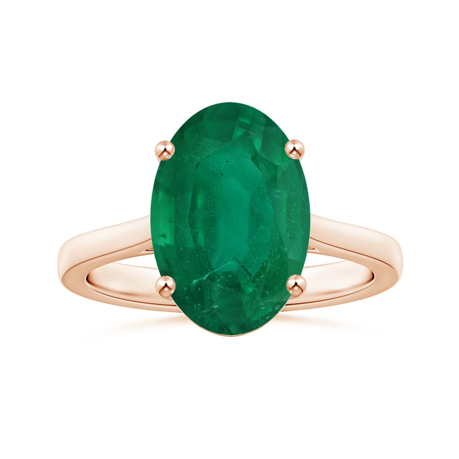 13.24x10.01x6.86mm AA Prong-Set GIA Certified Oval Emerald Solitaire Ring with Reverse Tapered Shank in Rose Gold 
